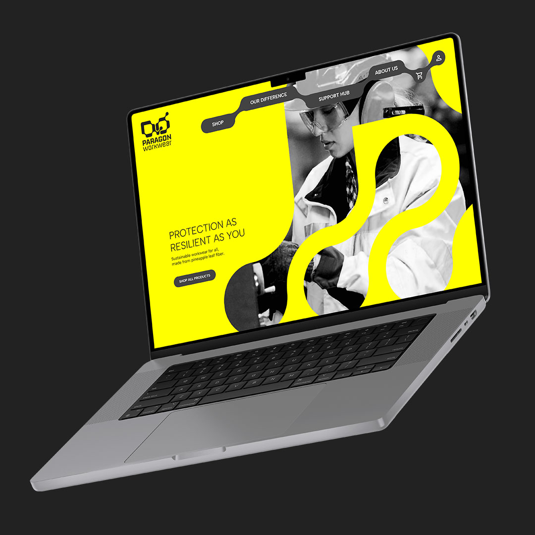 Paragon Workwear is a branding, graphic and web design student project that looks into sustainability of clothing material for people in trade.