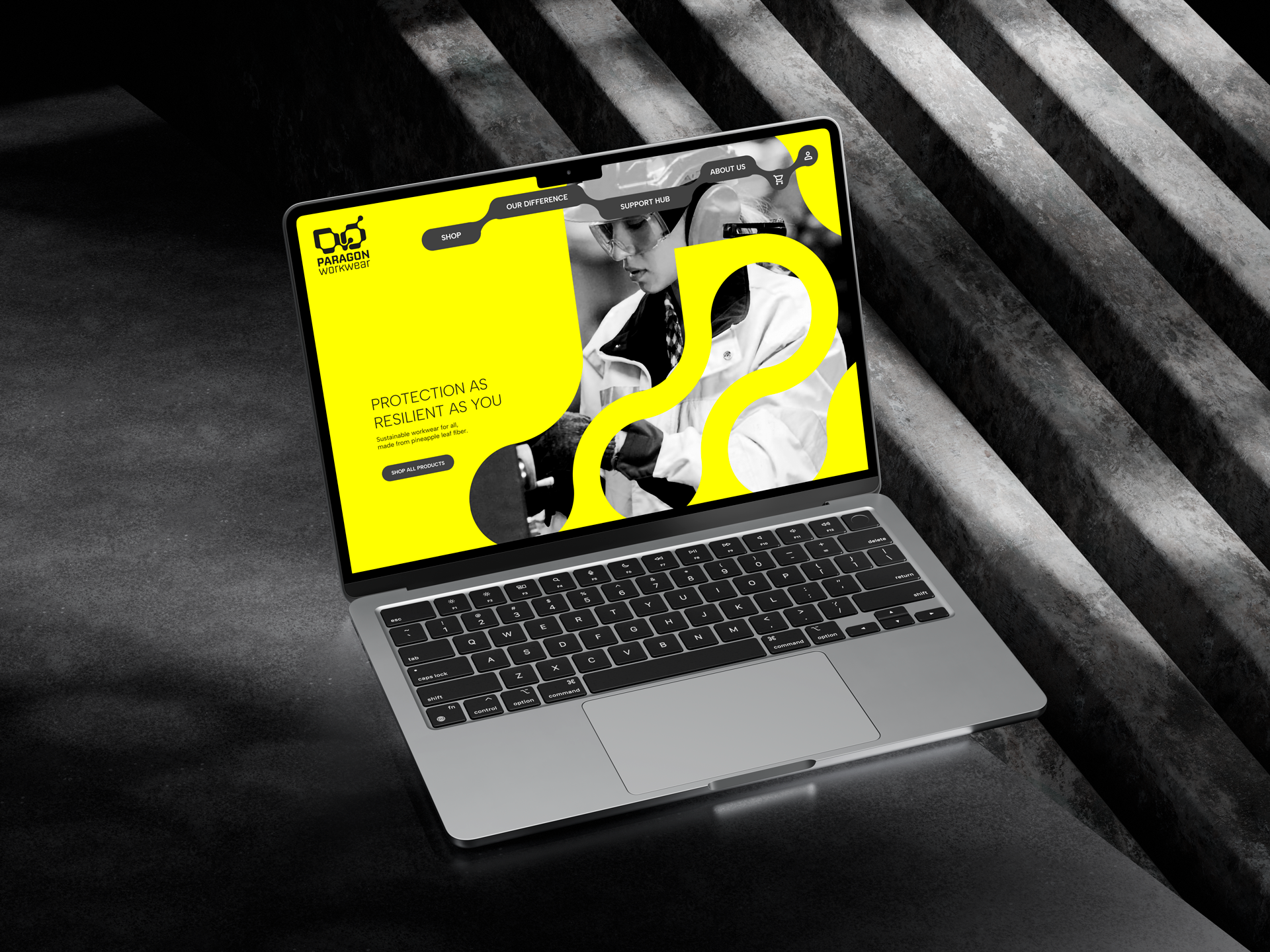 Macbook mock up of Paragon Workwear website